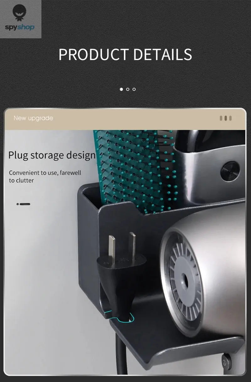 Hair Dryer Holder Wall Mounted Hair Straightener Dryer Hair Stand Bathroom Organizer Shelves Washroom Organization Shelves 