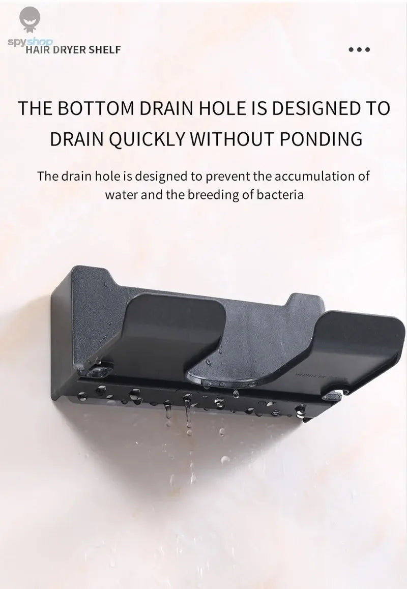 Hair Dryer Holder Wall Mounted Hair Straightener Dryer Hair Stand Bathroom Organizer Shelves Washroom Organization Shelves 