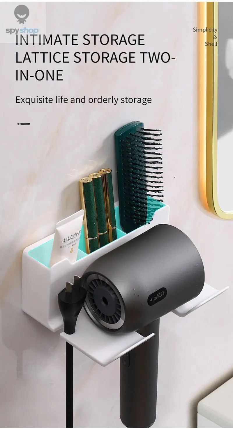 Hair Dryer Holder Wall Mounted Hair Straightener Dryer Hair Stand Bathroom Organizer Shelves Washroom Organization Shelves 