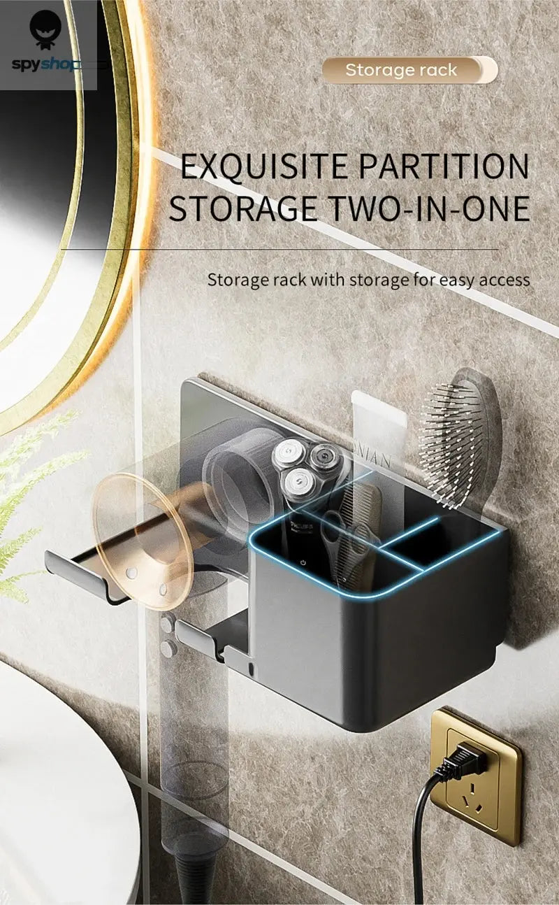 Hair Dryer Holder Wall Mounted Hair Straightener Dryer Hair Stand Bathroom Organizer Shelves Washroom Organization Shelves 