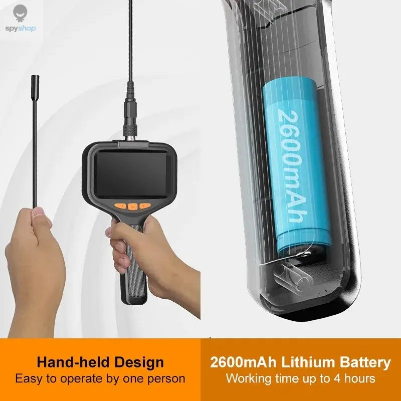 Handheld Endoscope Camera 4.3 Inch Screen 2-100 Meter Rigid Cable HD1080P 8MM/5.5MM Front SIde Lens Pipe Inspection Borescope Spy-shop.com