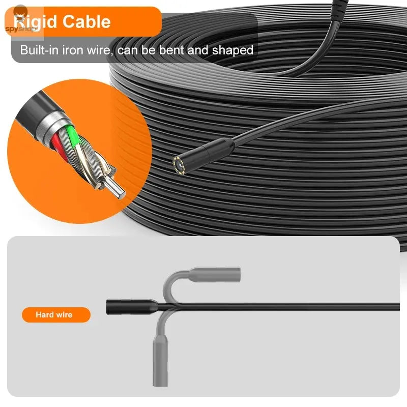 Handheld Endoscope Camera 4.3 Inch Screen 2-100 Meter Rigid Cable HD1080P 8MM/5.5MM Front SIde Lens Pipe Inspection Borescope Spy-shop.com