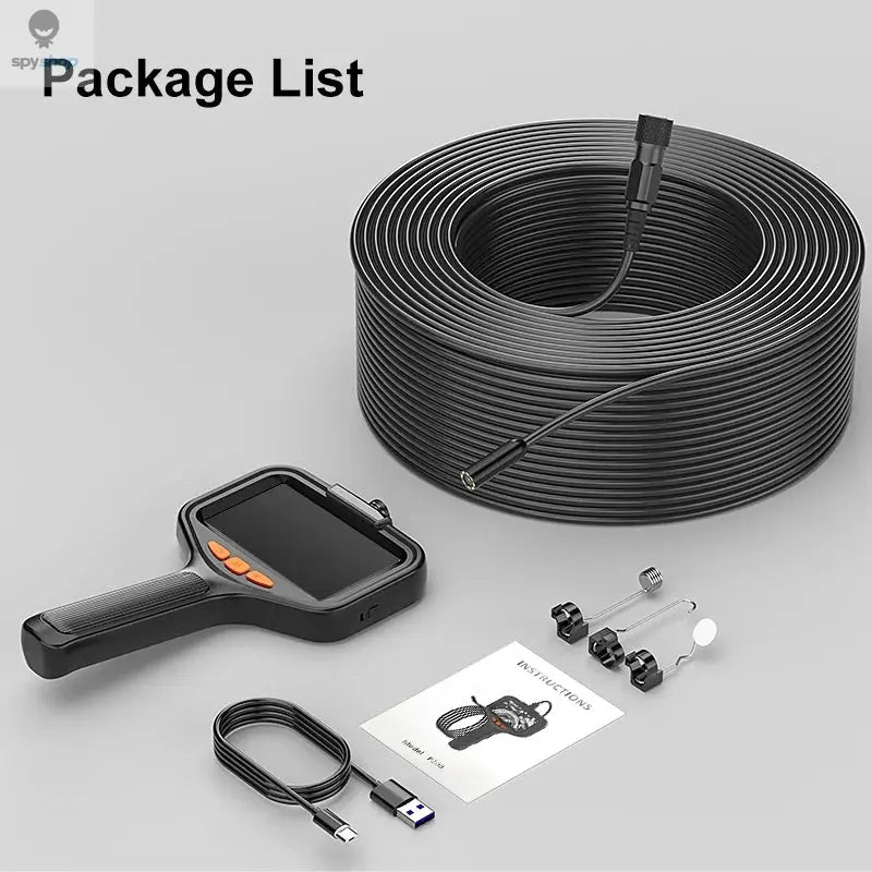 Handheld Endoscope Camera 4.3 Inch Screen 2-100 Meter Rigid Cable HD1080P 8MM/5.5MM Front SIde Lens Pipe Inspection Borescope Spy-shop.com
