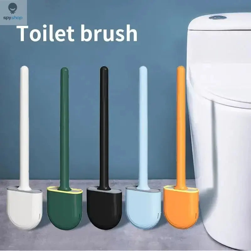 Hanging Silicone Toilet Brush Cleaner with Long Handle Flexible Cleaner Bathroom Brush Quick Drying Holder Bathroom Accessories Spy-shop.com