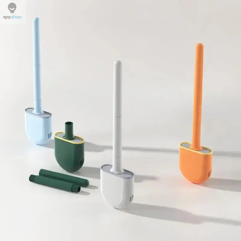 Hanging Silicone Toilet Brush Cleaner with Long Handle Flexible Cleaner Bathroom Brush Quick Drying Holder Bathroom Accessories Spy-shop.com