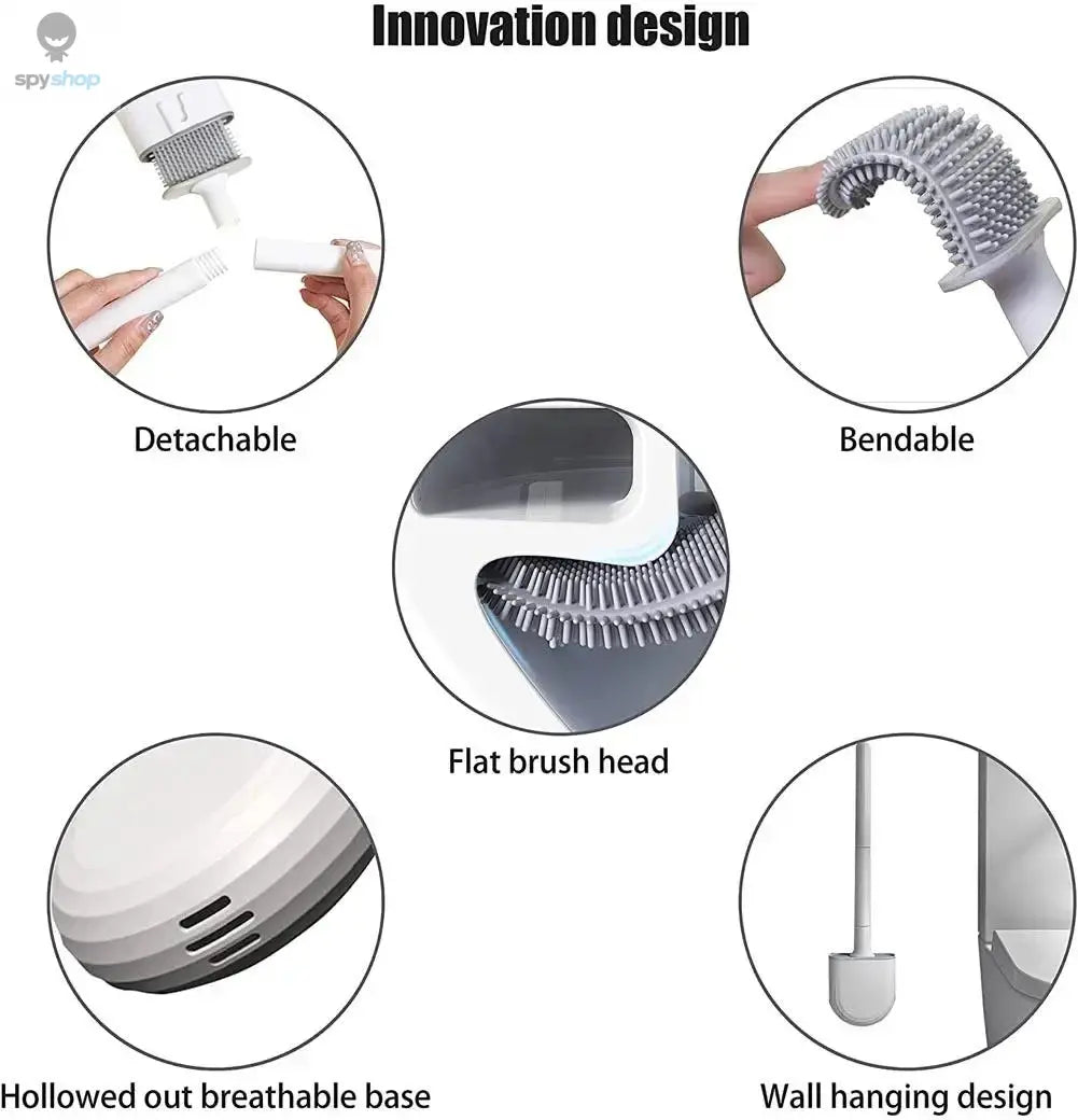 Hanging Silicone Toilet Brush Cleaner with Long Handle Flexible Cleaner Bathroom Brush Quick Drying Holder Bathroom Accessories Spy-shop.com