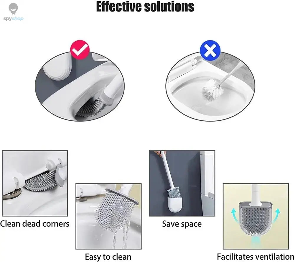 Hanging Silicone Toilet Brush Cleaner with Long Handle Flexible Cleaner Bathroom Brush Quick Drying Holder Bathroom Accessories Spy-shop.com