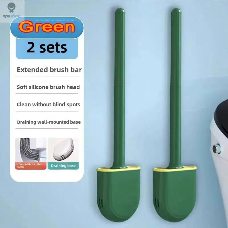 Hanging Silicone Toilet Brush Cleaner with Long Handle Flexible Cleaner Bathroom Brush Quick Drying Holder Bathroom Accessories Spy-shop.com