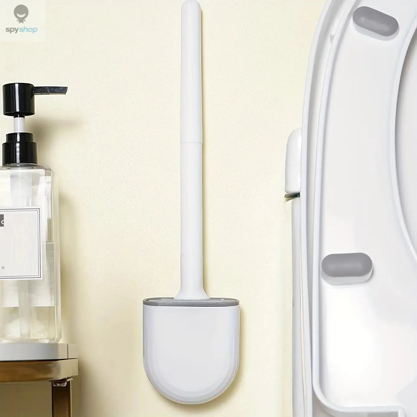 Hanging Silicone Toilet Brush Cleaner with Long Handle Flexible Cleaner Bathroom Brush Quick Drying Holder Bathroom Accessories Spy-shop.com