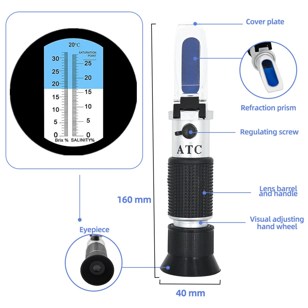 Dual-Scale Brix and Salinity Refractometer