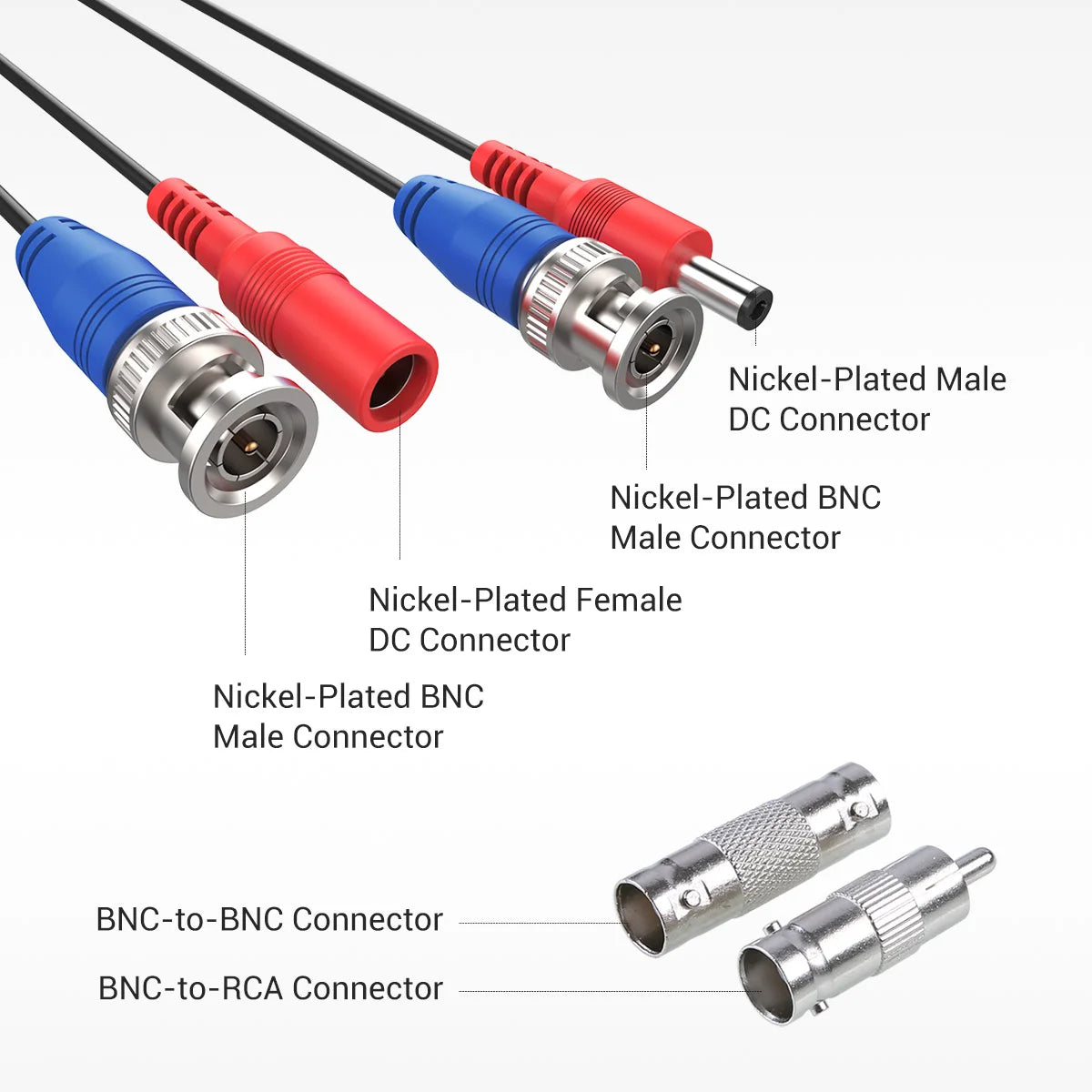 4-Pack 30M BNC Video Power Cable for CCTV Security Systems
