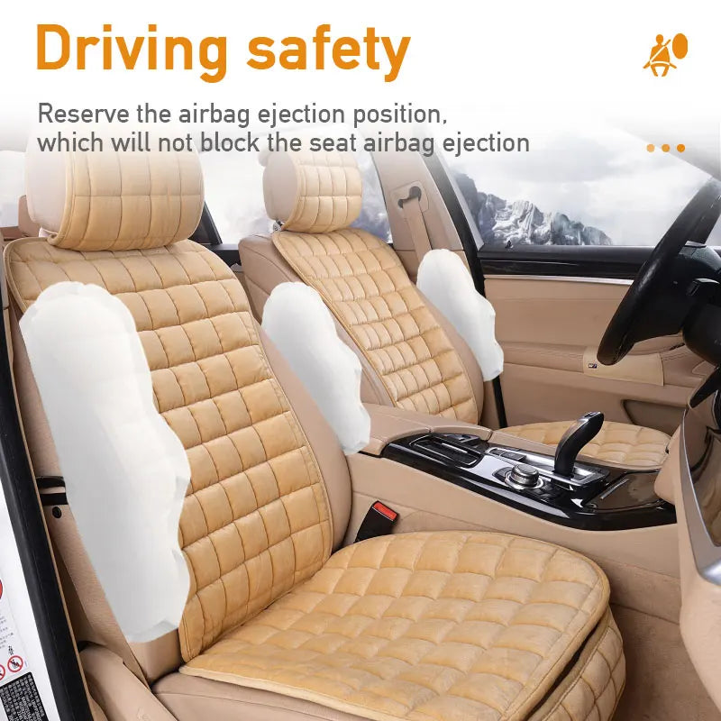 SEAMETAL Plush Car Seat Cover Soft Vehicle Seat Cushion with Backrest Pad Anti Scratch Chair Protector Universal for Sedan Suv