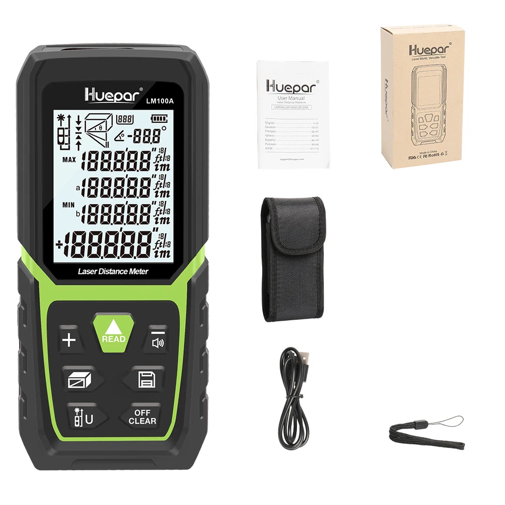 Rechargeable Laser Distance Meter with Angle Sensor