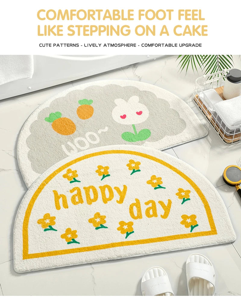 Soft Floor Mats Small Fresh Text Flowers Rugs Home Entrance Carpet Bedroom Toilet Bathroom Door Absorbent Non-Slip Foot Pad 