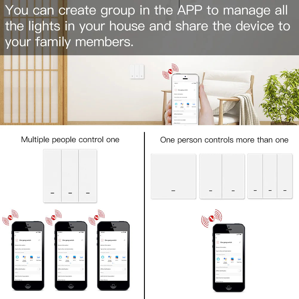 MOES Tuya ZigBee Light Switch with Transmitter Kit No Neutral Wire No Capacitor Required works with Alexa Google Home Smart Life