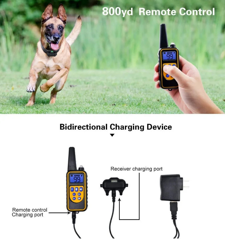 Electric Dog Training Collar Waterproof Dog Bark Collar Pet With Remote Control Rechargeable Anti Barking Device All Size Dogs Spy-shop.com