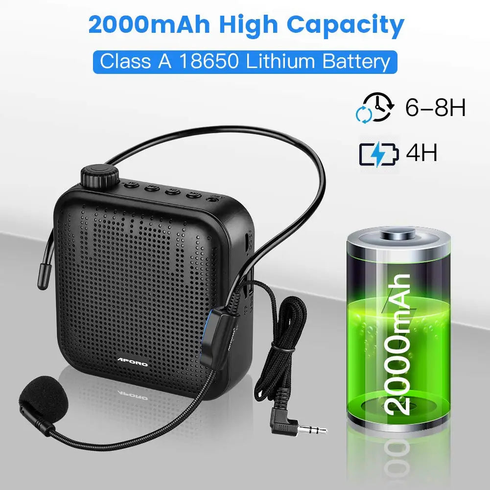 Portable Voice Amplifier with Wired Headset Mic