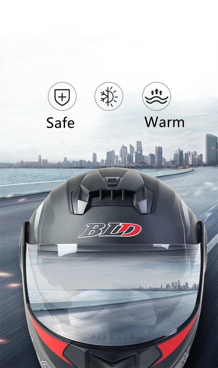 BLD Modular Dual Lens Motorcycle Helmet Safety Downhill Flip Up Helmets Professional Motocross Racing Full Face Casco Moto