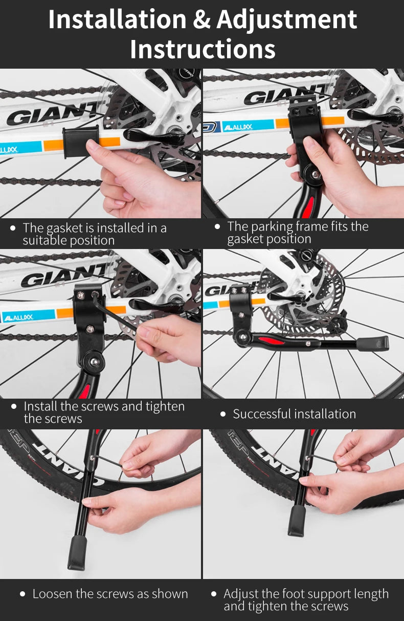 Adjustable Bicycle Kickstand with Stable Anti-Slip Foot Support