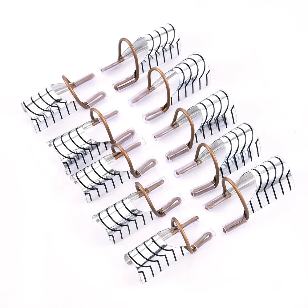 10Pcs Reusable Aluminum Nail Extension Pallets Tips Forms Nail Art Extension Sticker Builder Form Guide Stencil Manicure Tools 
