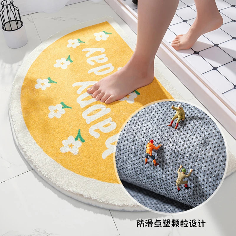 Soft Floor Mats Small Fresh Text Flowers Rugs Home Entrance Carpet Bedroom Toilet Bathroom Door Absorbent Non-Slip Foot Pad 