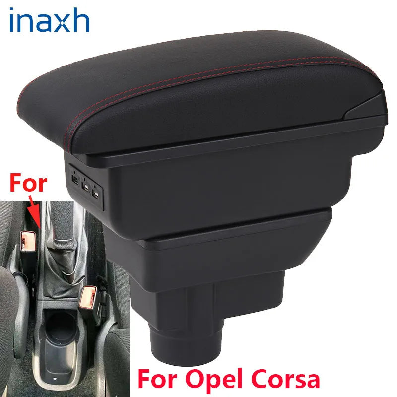 Кутия за подлакътник за Opel Corsa D, подлакътник и облегалка за Opel Corsa, кутия за съхранение на интериорни части, ретро фитинг части, автомобилни аксесоари.