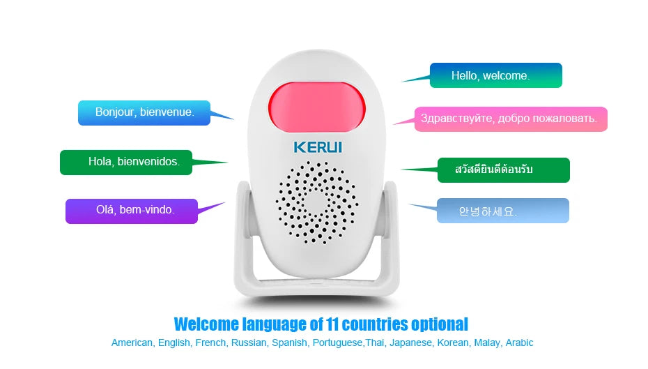 KERUI Wireless PIR Motion Sensor Alarm Welcome Chime Alarm Mode and Welcome Mode Infrared Motion Detector 11 Countries Language