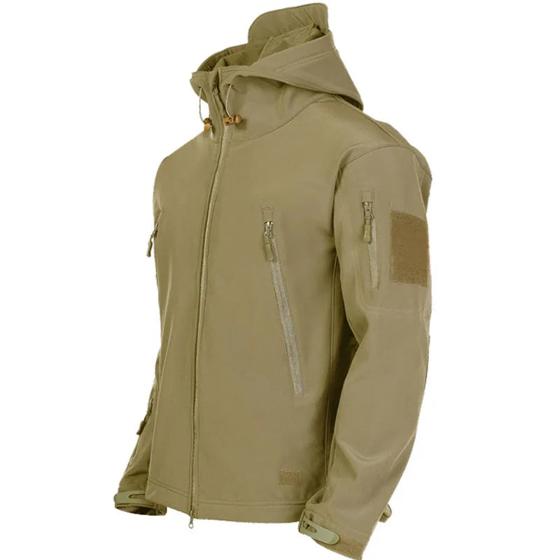Men’s Tactical Waterproof Soft Shell Jacket with Hood – Windproof