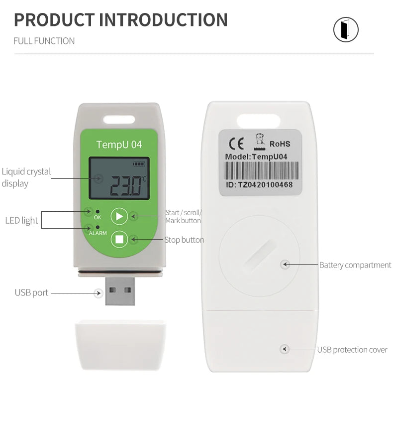 0|Journaliseur de données de température USB avec options de modèle