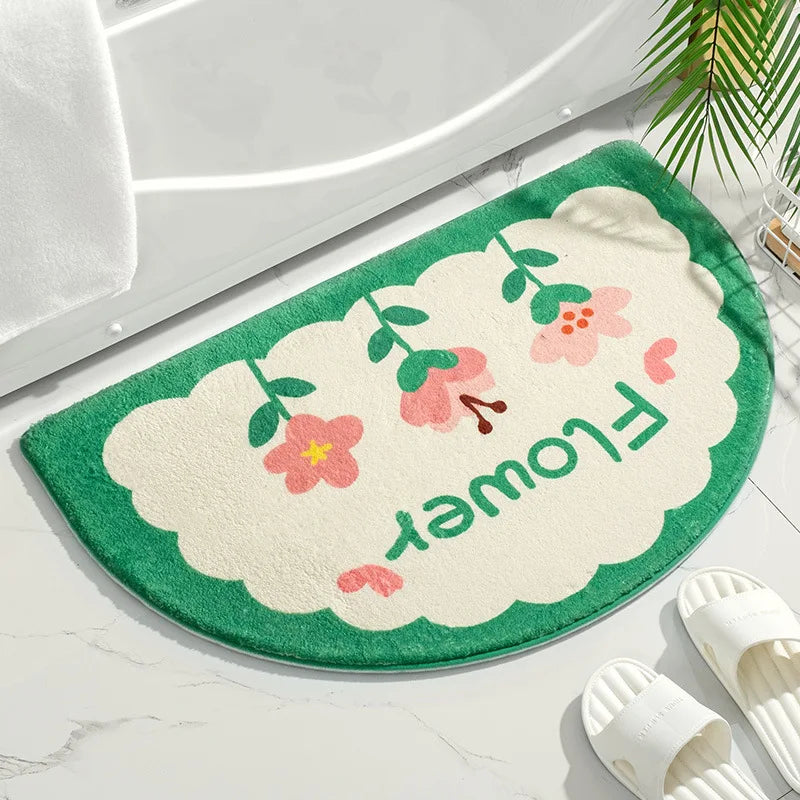 Soft Floor Mats Small Fresh Text Flowers Rugs Home Entrance Carpet Bedroom Toilet Bathroom Door Absorbent Non-Slip Foot Pad 