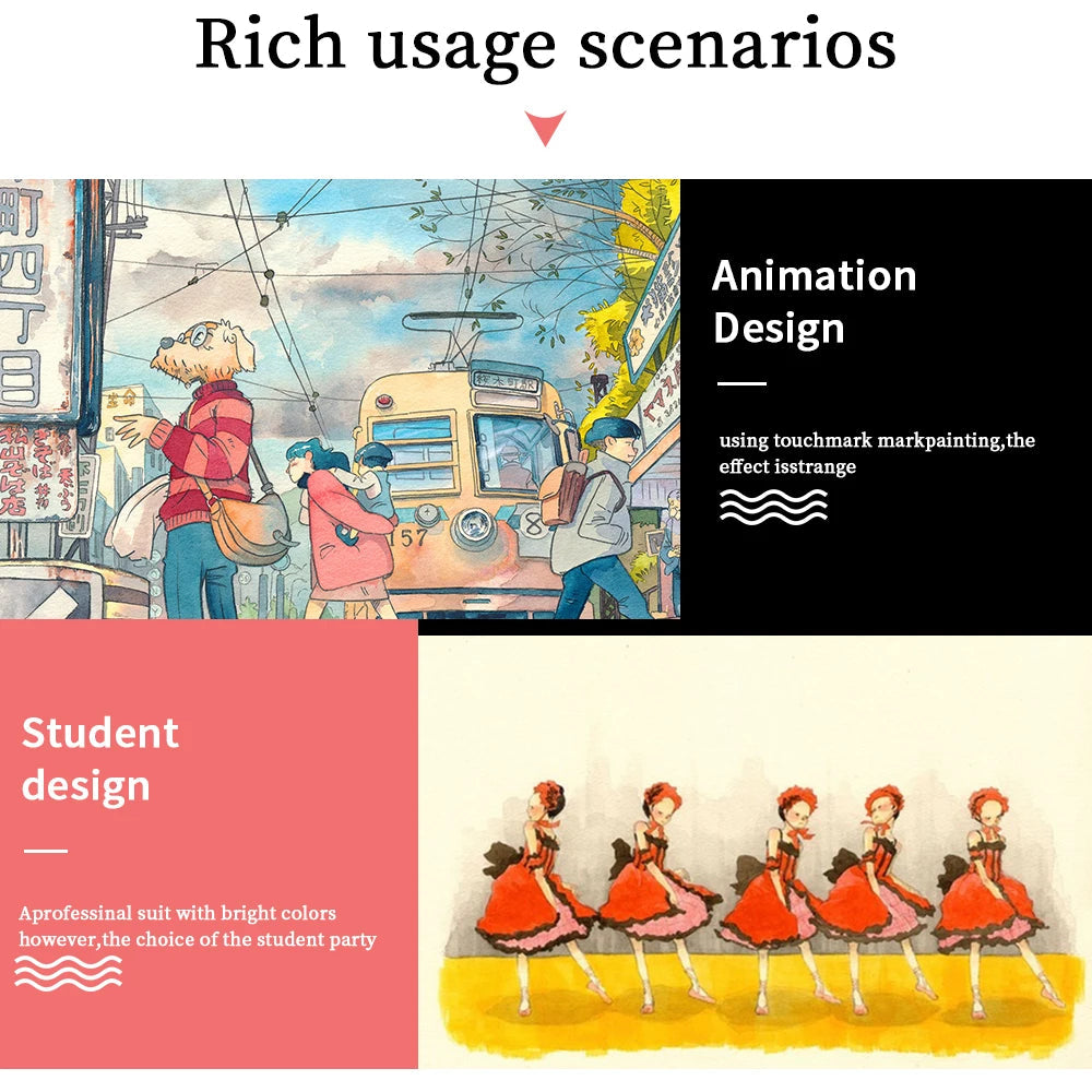 Watercolor Art Markers Brush Pen Dual Tip Fineliner Drawing for Calligraphy Painting 12/48/60/72/100/132 Colors Set Art Supplies 