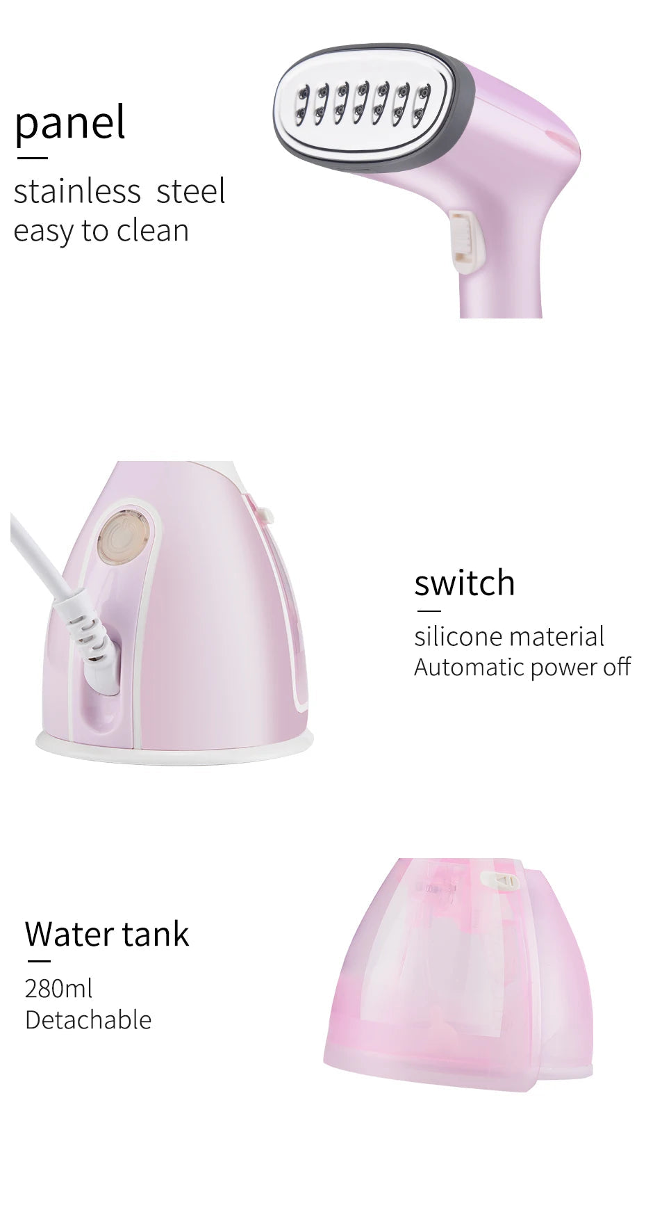 saengQ Handheld Garment Steamer 1500W Electric Household Fabric Steam Iron 280ml Portable Vertical Fast-Heat For Clothes Ironing 
