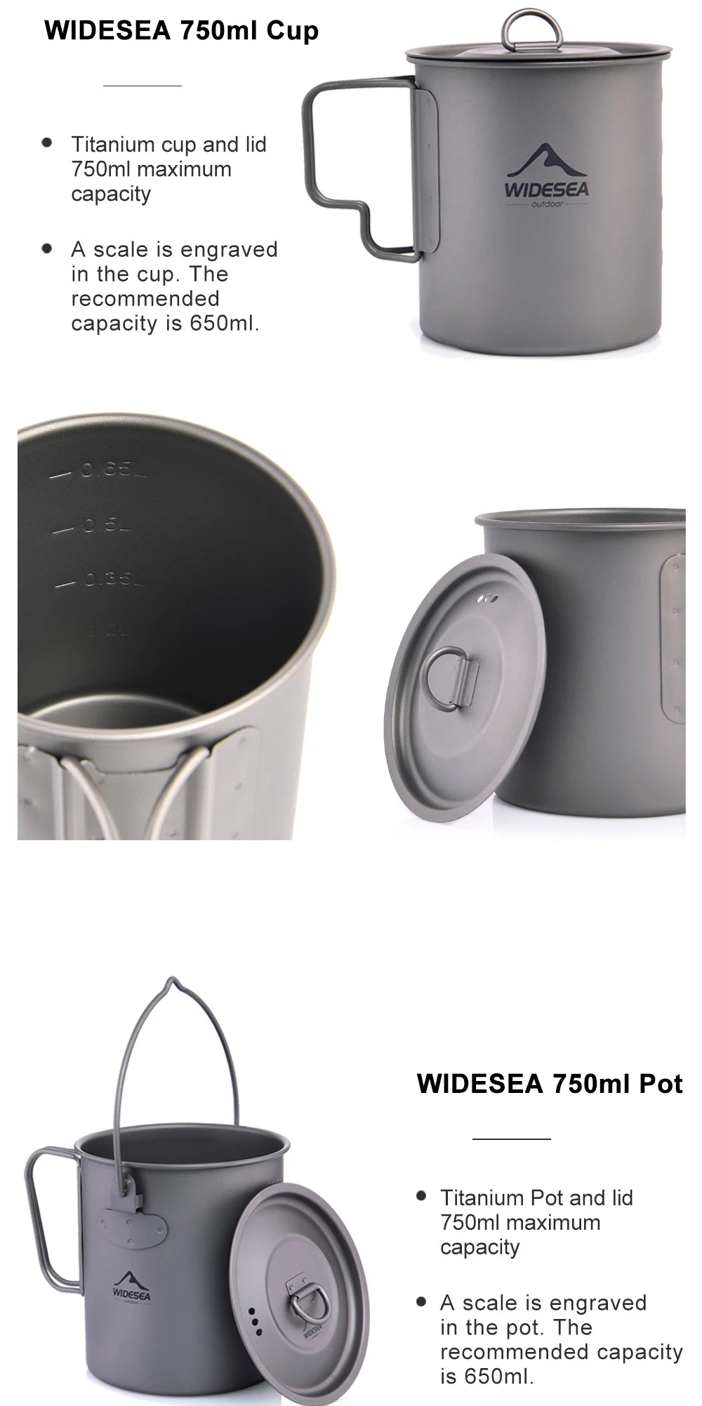 Camping Titanium Mug 0.6L