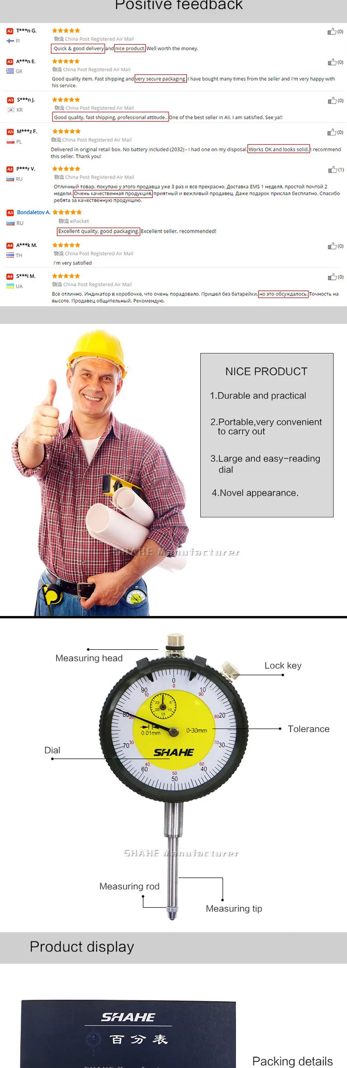 Indicador analógico de 0-30 mm
