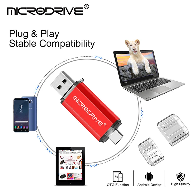 Type C USB Flash Drive OTG 2 IN 1 USB 2.0 Micro USB Pen Drive 128GB 64GB 32GB 16GB 8GB 4GB Pendrive Flash Drive 