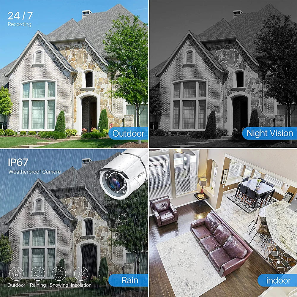 ZOSI 1080P 2MP Wired Bullet CCTV Camera with 120ft Night Vision