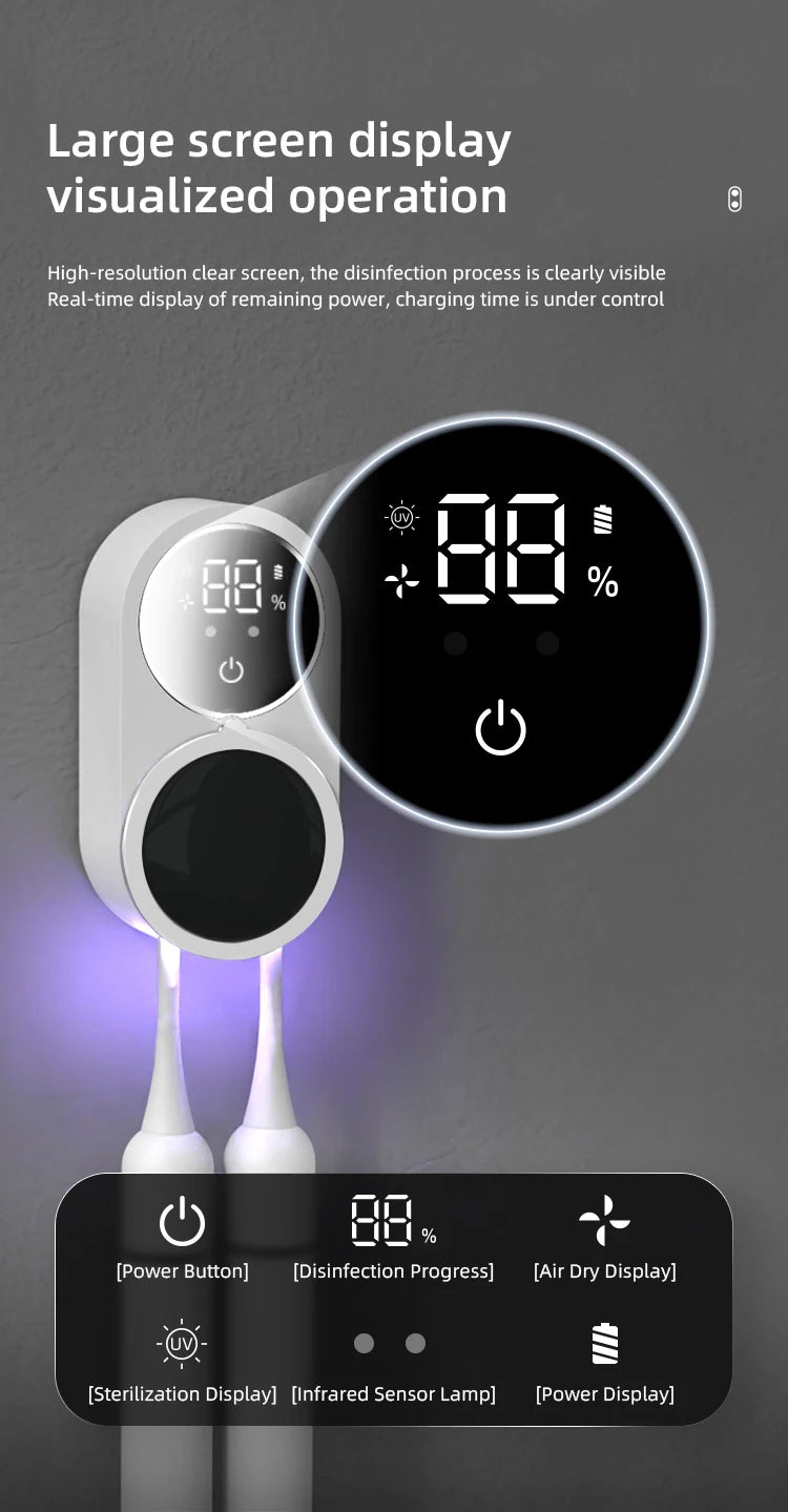 Mini Portable Rechargeable Travel Toothbrush Sterilizer Induction Switch with Charge Display UV Toothbrush Sterilizer Case 