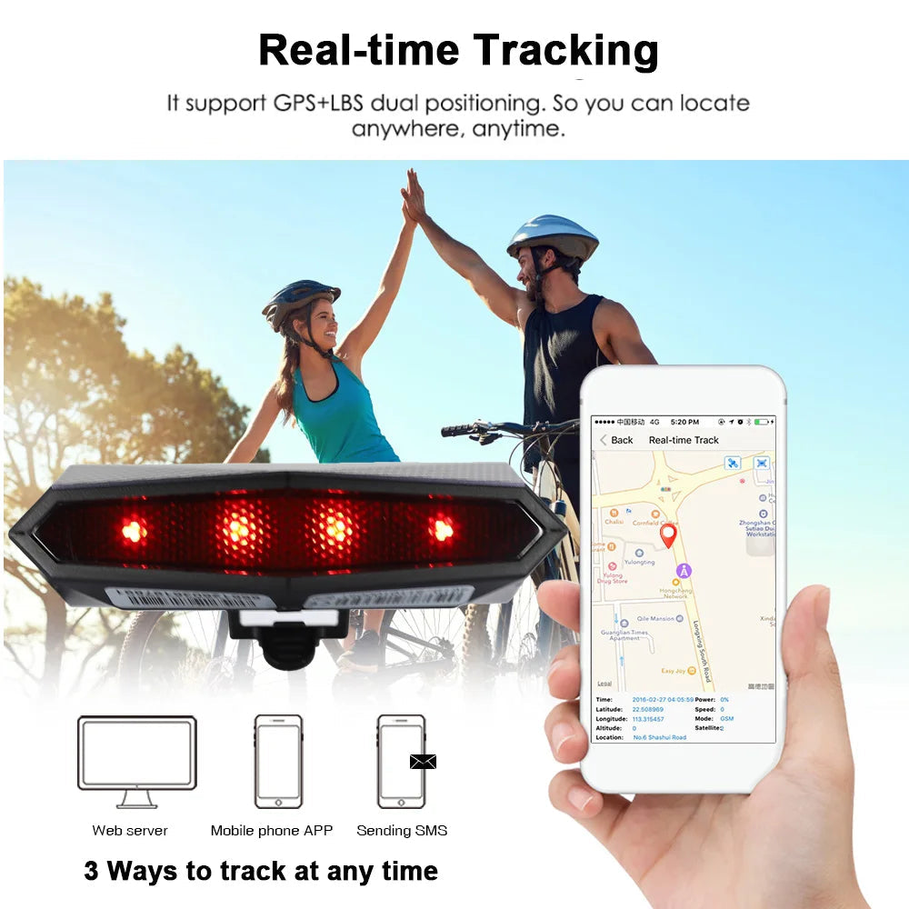 Waterproof 4G GPS Tracker Bikes SMS Locating GPS Tracker 60 Days Real Time Tracking Bicycle Lamp Rastreador 