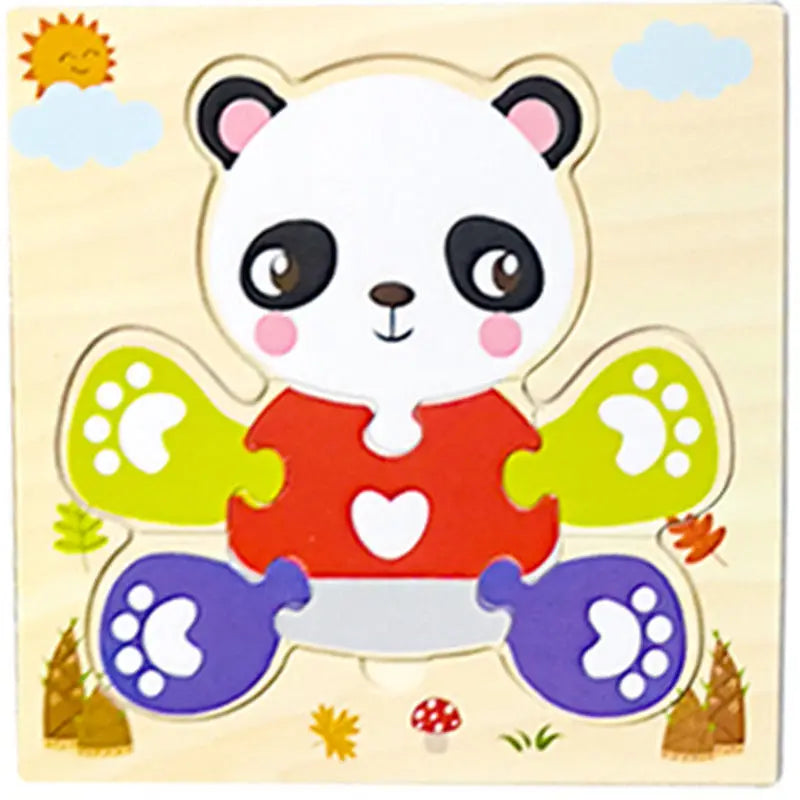 Baby Wooden 3D Puzzles Tangram Shapes Learning Educational Cartoon Animal Intelligence Jigsaw Toys For Children Gift 
