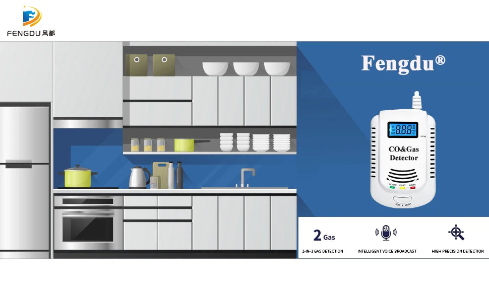 Allarme combinato per monossido di carbonio e gas FD808M