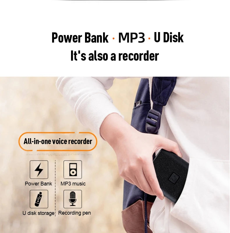 Digitalni diktafon 8-64GB s aktivacijom zvukom, skriveni, za snimanje na daljinu do 60 m, s magnetom, power bankom, MP3 i U-diskom