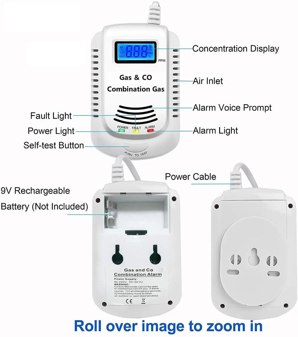 Allarme combinato per monossido di carbonio e gas FD808M