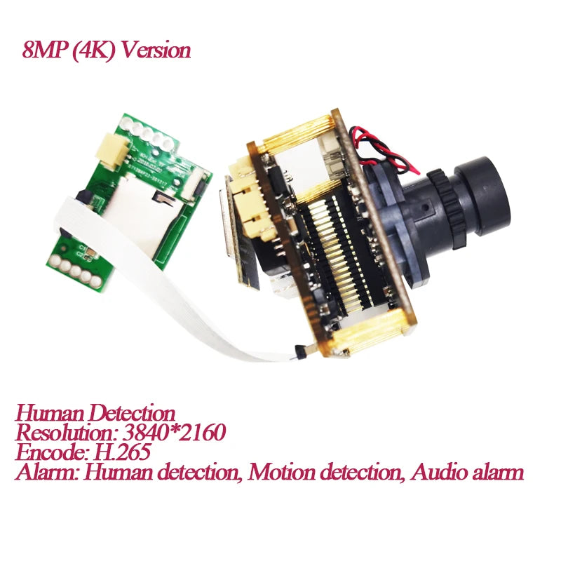 8MP 4K brezžična IP kamera modul z zaznavanjem človeka in zvokom