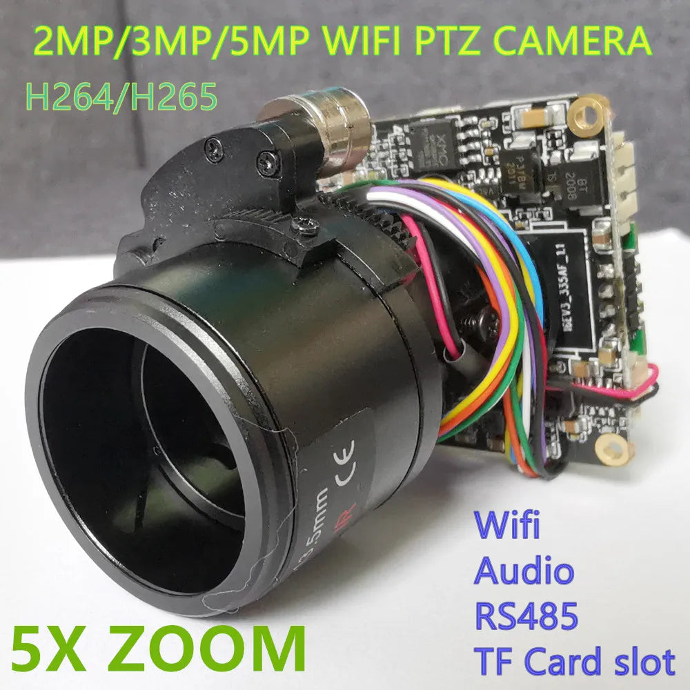 Bezprzewodowy mini PTZ z alarmem ruchu, audio, ONVIF, RS485, H.265/H.264