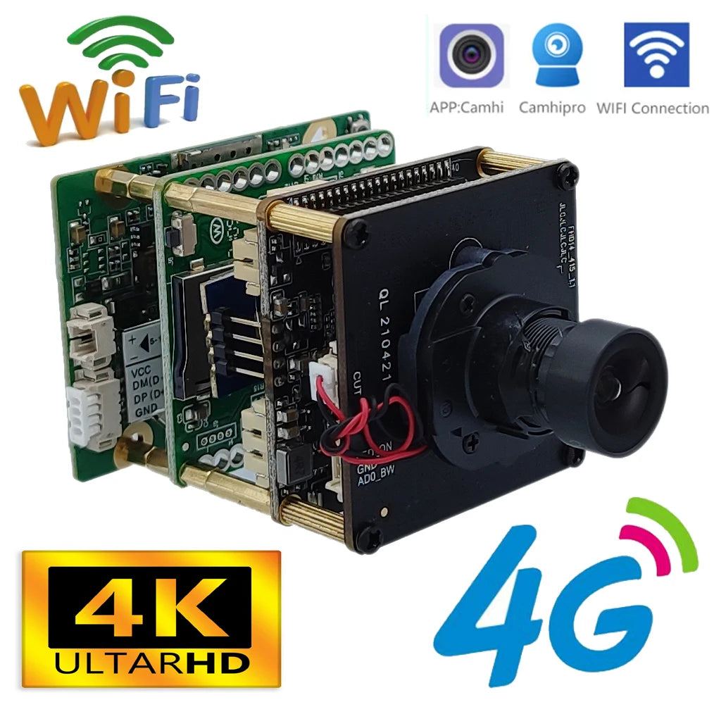 4G SIM Card IP Network WiFi 4K 8MP Camera Module