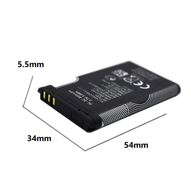 1Pcs 3.7V 1020mAh Battery BL-5C BL5C BL 5C Rechargeable Batteries For Nokia 2112 2118 2255 2270 2280 2300 2600 2610 3125 3230 