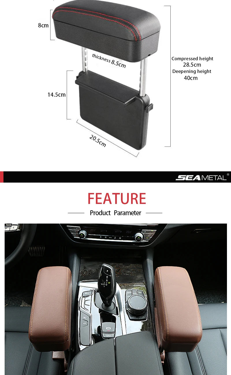 Car Armrest Box Elbow Support Adjustable Car Seat Gap Organizer Arm Rest Box for Cars Auto Accessories Armrest Cushion Universal