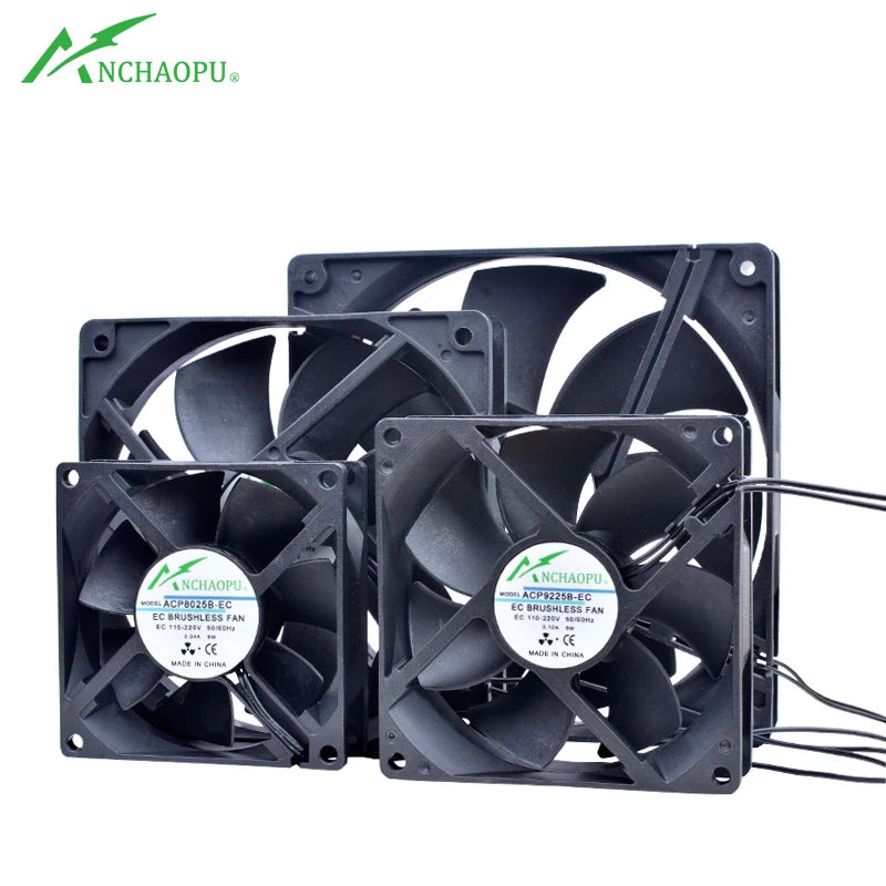 60mm 70mm 80mm 92mm 120mm 140mm Fan EC Brushless Cooling Fan AC 110V 120V 220V 240V for Cabinet Frequency Converter