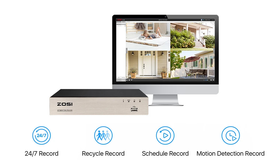 1080P Wired Security Camera System with 4 Cameras & 8CH DVR