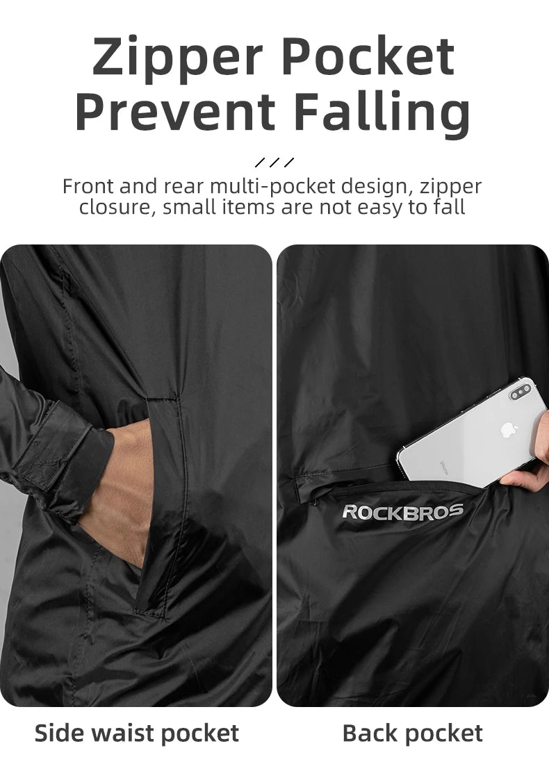 ROCKBROS Cycling Waterproof Jacket Men Breathable Reflective Hooded Raincoat Waterproof  Outdoor Sport Windbreaker European Size 
